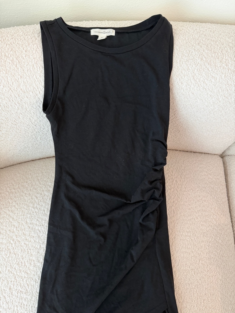 Treasure & Bond Black Sleeveless Ruched Side Dress
